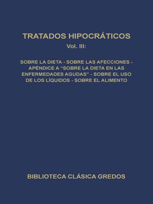 Title details for Tratados hipocráticos III by Varios autores - Available